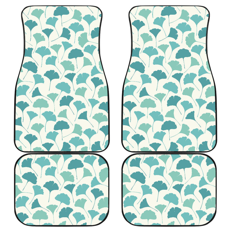 Green Ginkgo Leaves Pattern Front And Back Car Mats