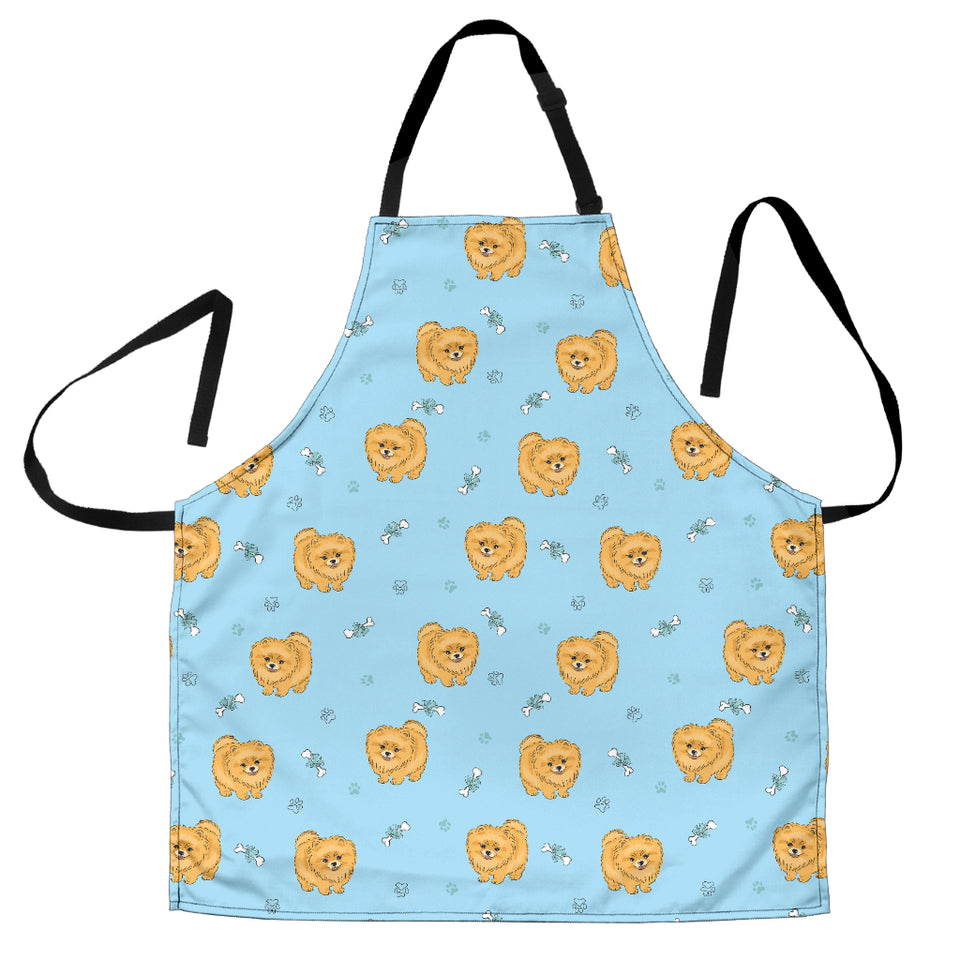 Brown Cute Pomeranian Blue Blackground Adjustable Apron
