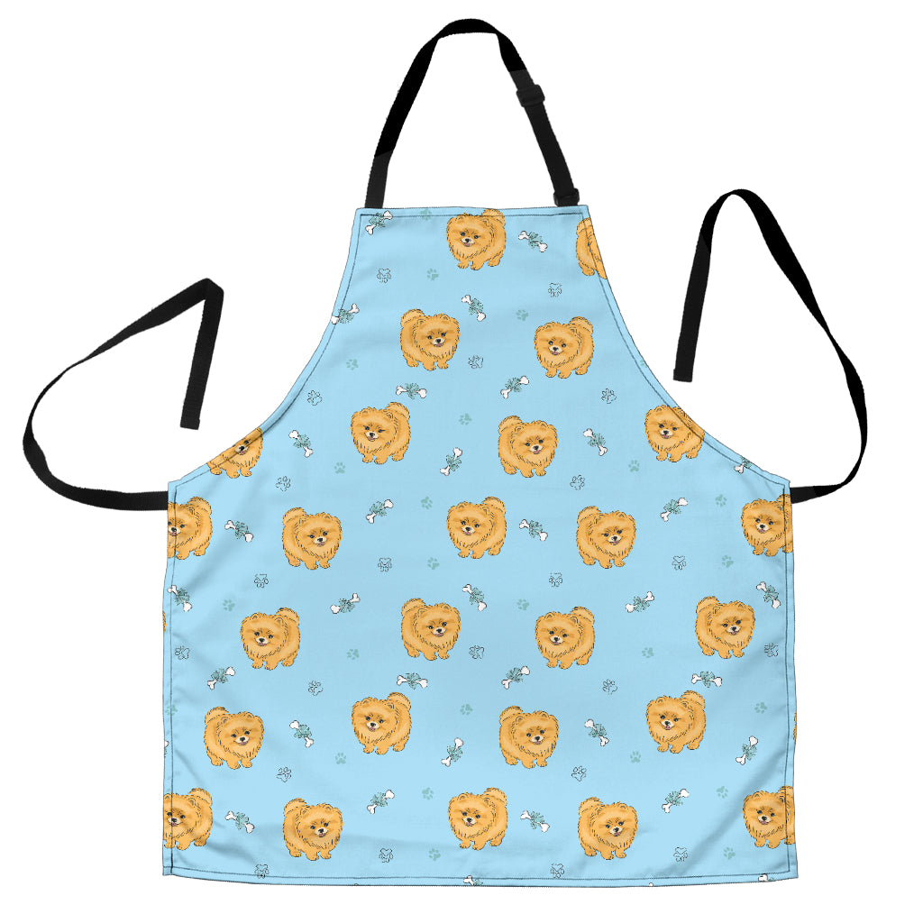 Brown Cute Pomeranian Blue Blackground Adjustable Apron