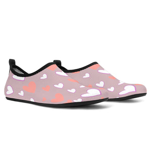 Coral White Heart Pattern Aqua Shoes