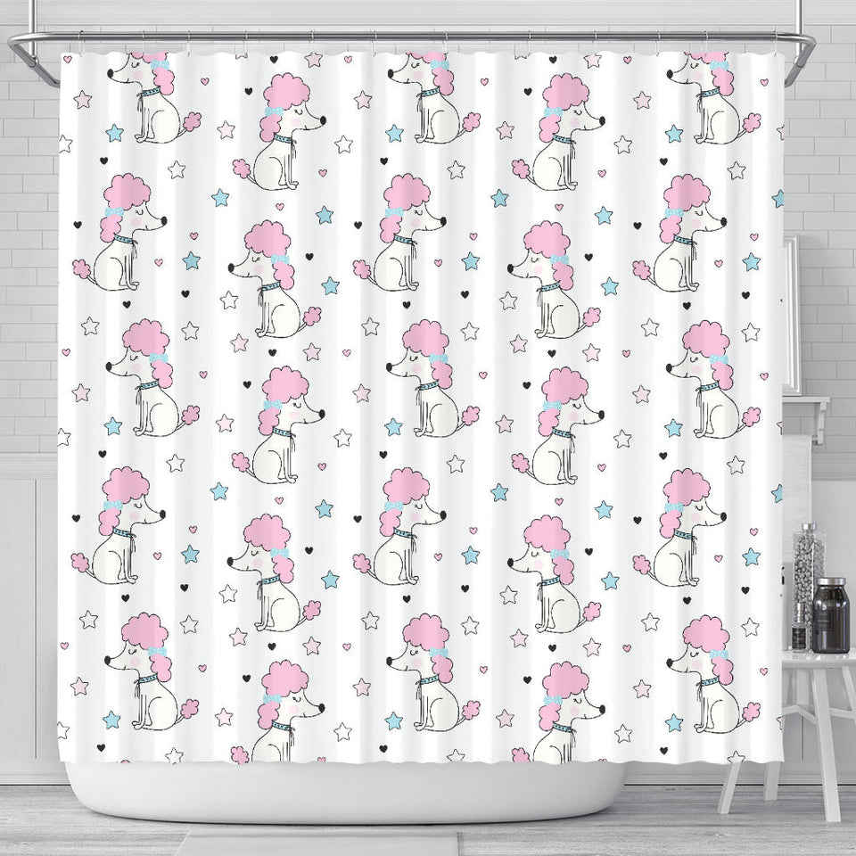 Cute Poodle Dog Star Pattern Shower Curtain Fulfilled In US