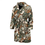 Monkey Tropical Leaves Background Men'S Bathrobe