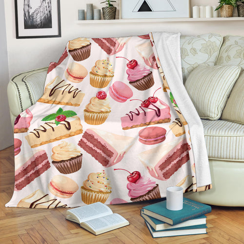 Cake Cupcake Sweets Pattern Premium Blanket