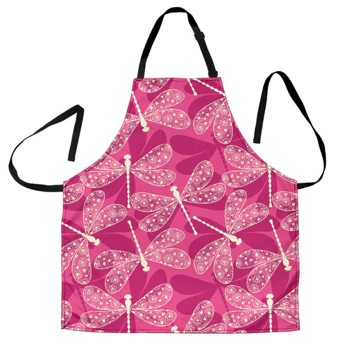 Beautiful Dragonfly Pink Background Adjustable Apron