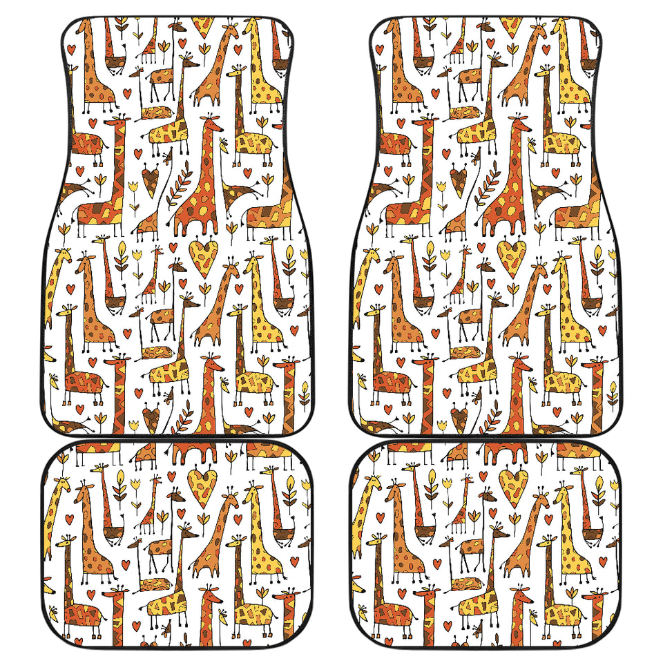 Giraffe Pattern Print Design 04 Front and Back Car Mats