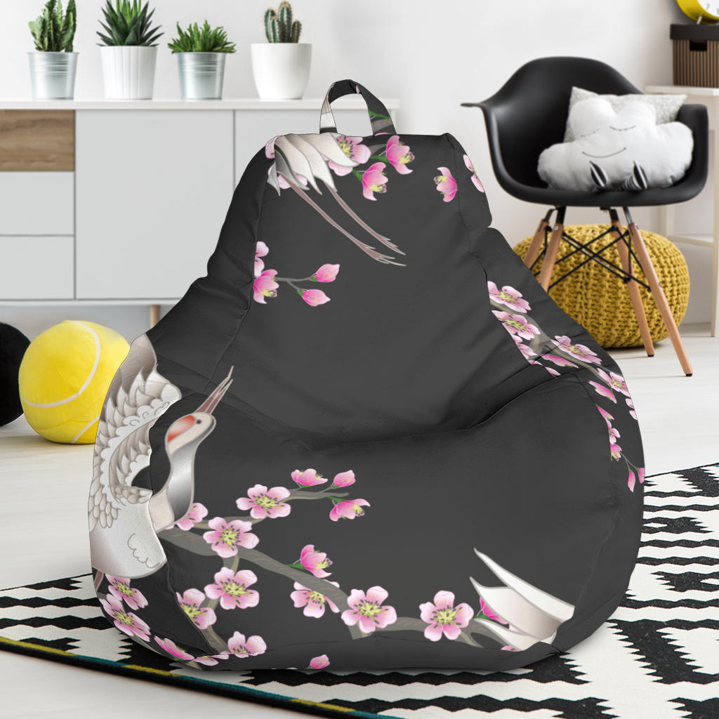 Japanese Crane Pink Sakura Pattern Bean Bag Cover