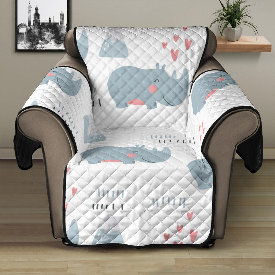 cute rhino heart pattern Recliner Cover Protector