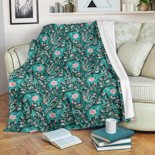 Elephants Jungle Pattern Premium Blanket