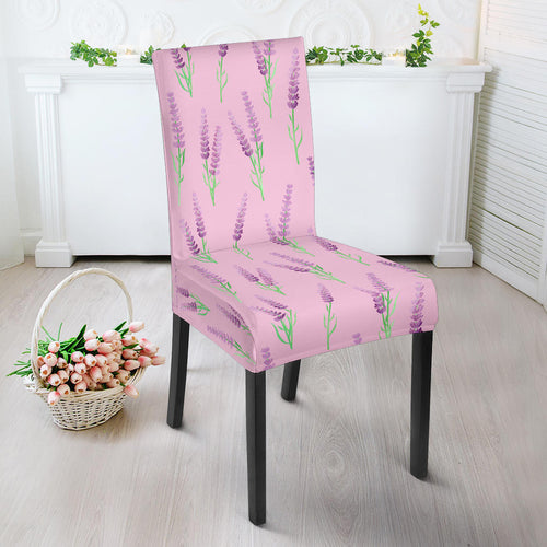 Lavender Pattern Pink Background Dining Chair Slipcover