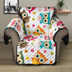 Color cute owl pattern Recliner Cover Protector