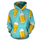 Beer Pattern Green Background Men Women Pullover Hoodie