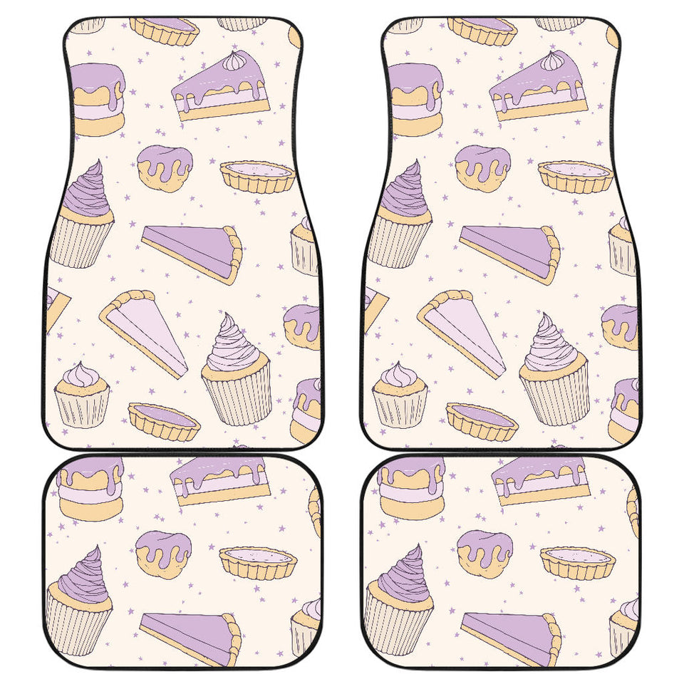 Cakes Pies Tarts Muffins And Eclairs Purple Blueberry Topping Pattern Front And Back Car Mats