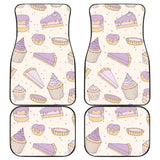 Cakes Pies Tarts Muffins And Eclairs Purple Blueberry Topping Pattern Front And Back Car Mats