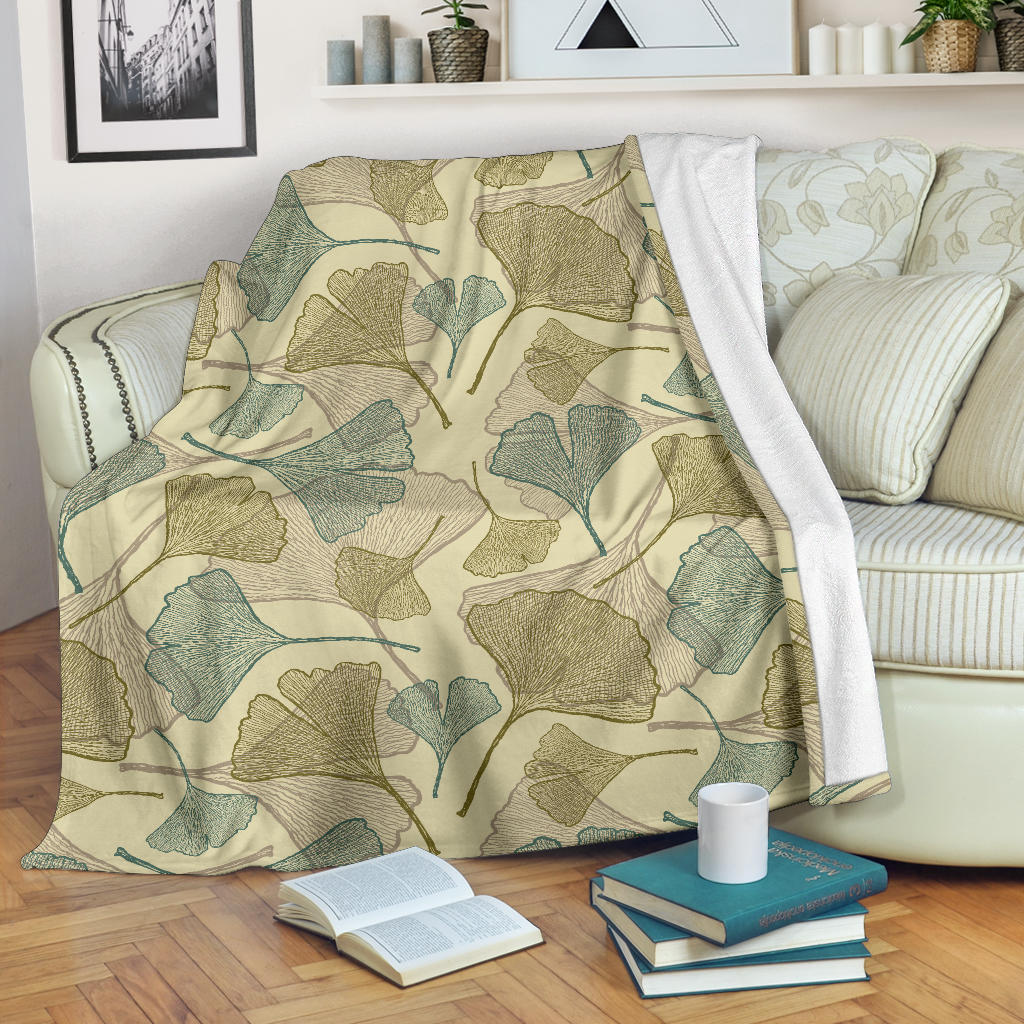 Ginkgo Leaves Design Pattern Premium Blanket