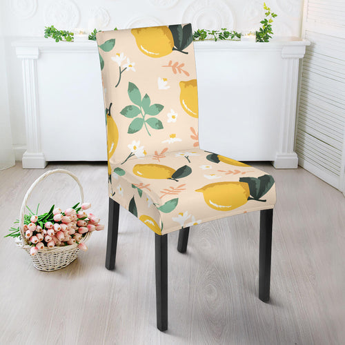 Lemon Flower Leave Pattern Dining Chair Slipcover