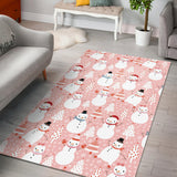 Cute Snowman Christmas Tree Snowpink Background Area Rug