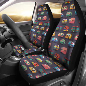 Camper Van Pattern Print Design 02 Universal Fit Car Seat Covers