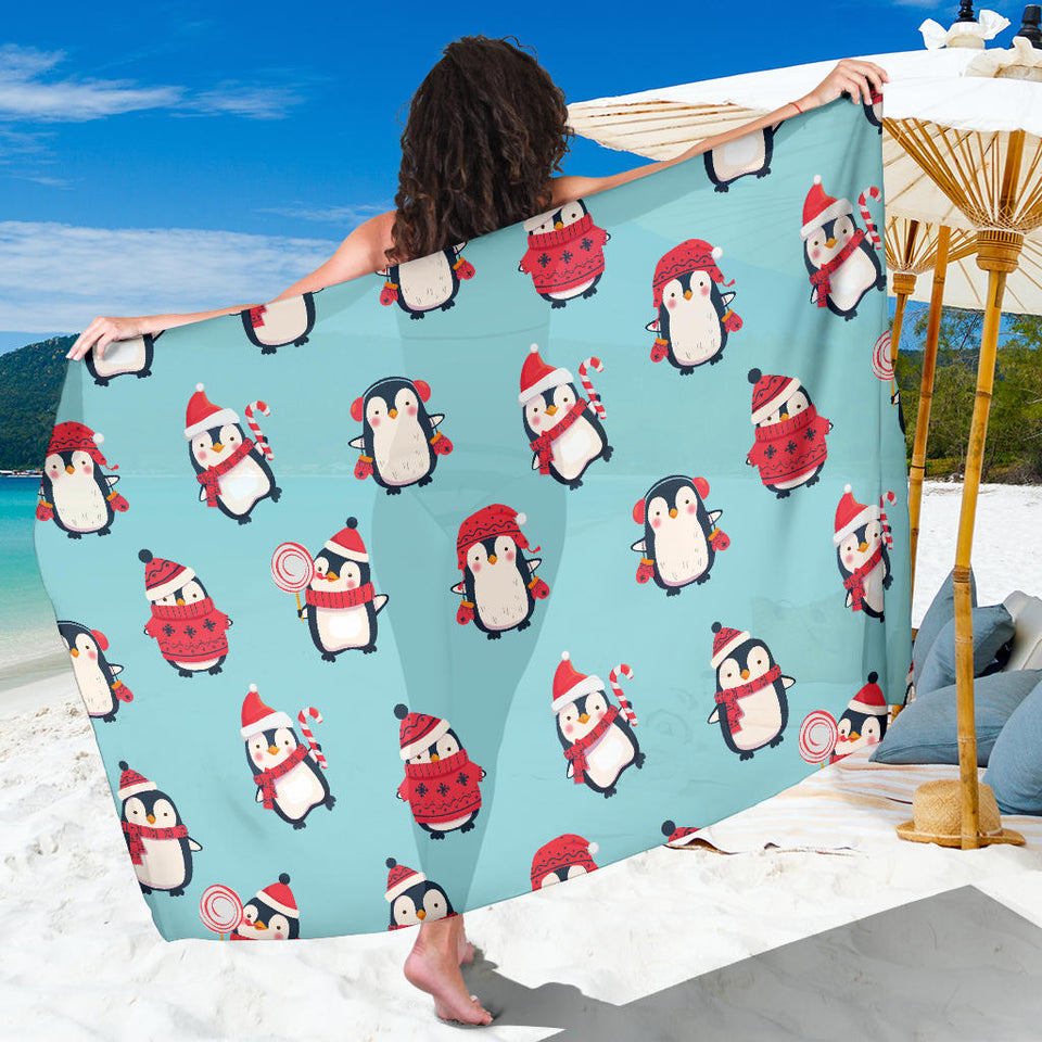 Cute Penguin Christmas  Design Pattern Sarong