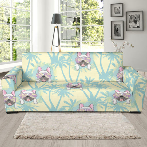 French Bulldog Hawaii Blackground Sofa Slipcover