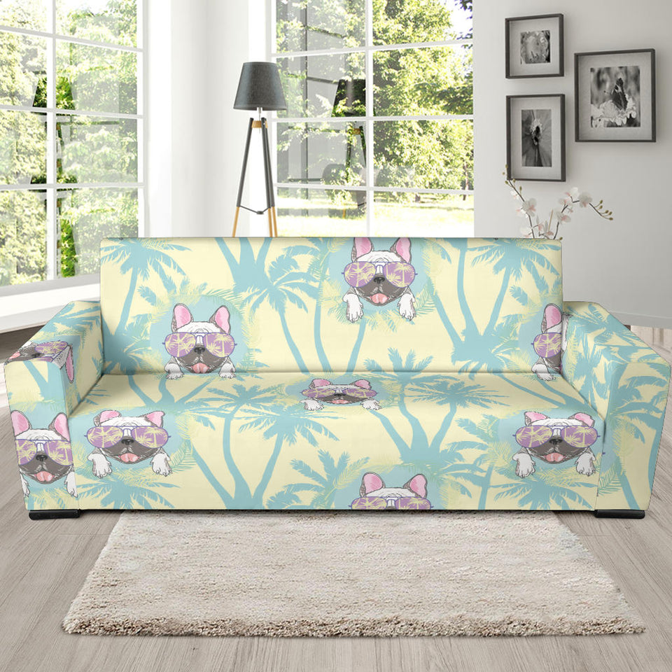 French Bulldog Hawaii Blackground Sofa Slipcover