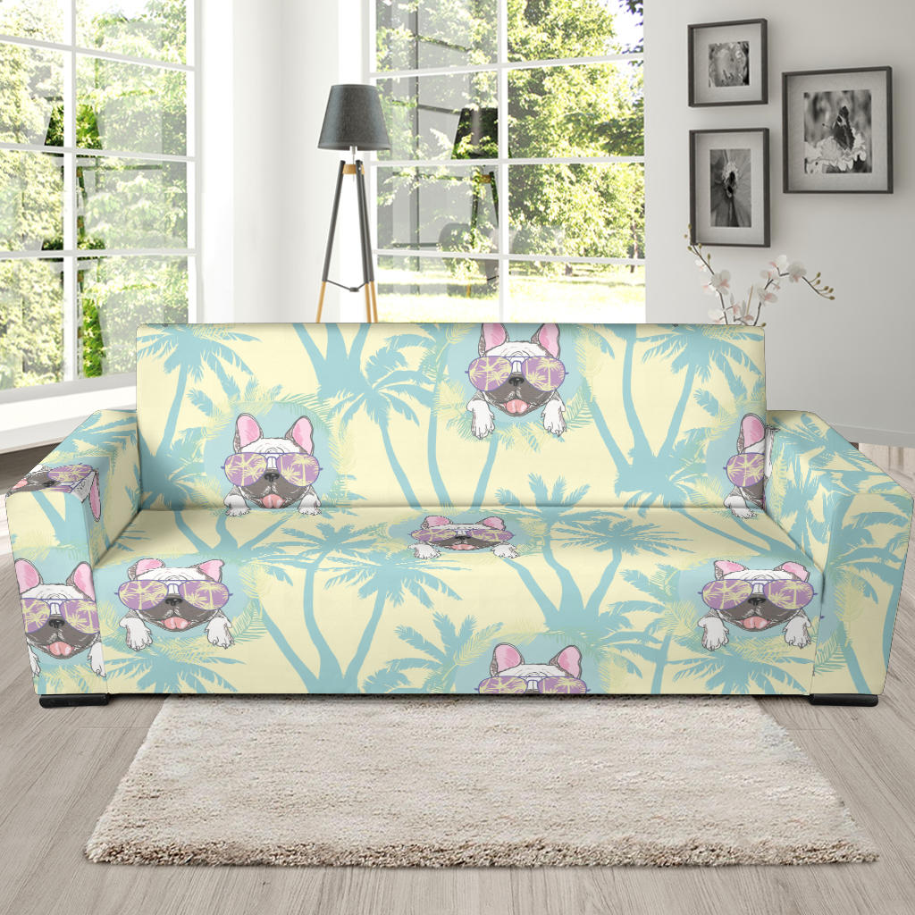 French Bulldog Hawaii Blackground Sofa Slipcover