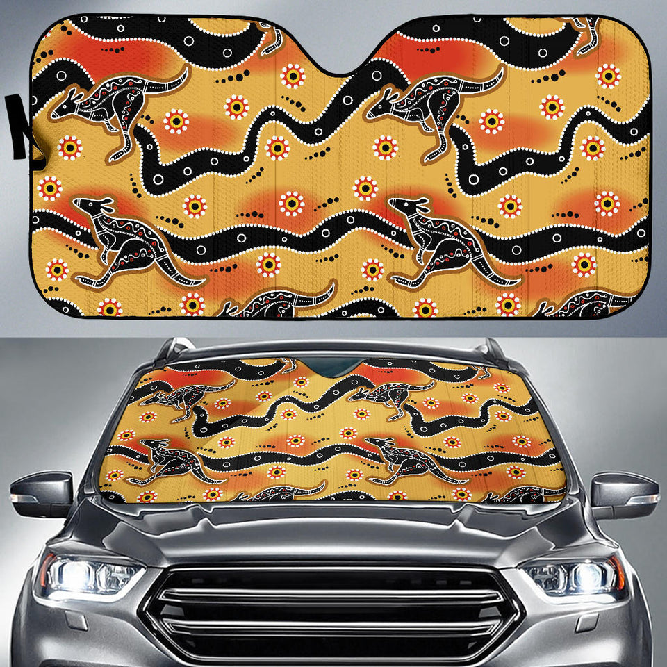 Kangaroo Australian Aboriginal Art Pattern Car Sun Shade