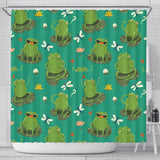Cute Frog Dragonfly Design Pattern Shower Curtain Fulfilled In US