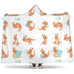 Cute Kangaroo Pattern Hooded Blanket