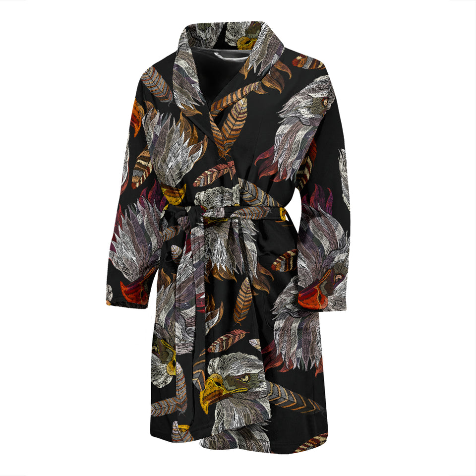 Eagle Pattern Print Design 05 Men's Bathrobe
