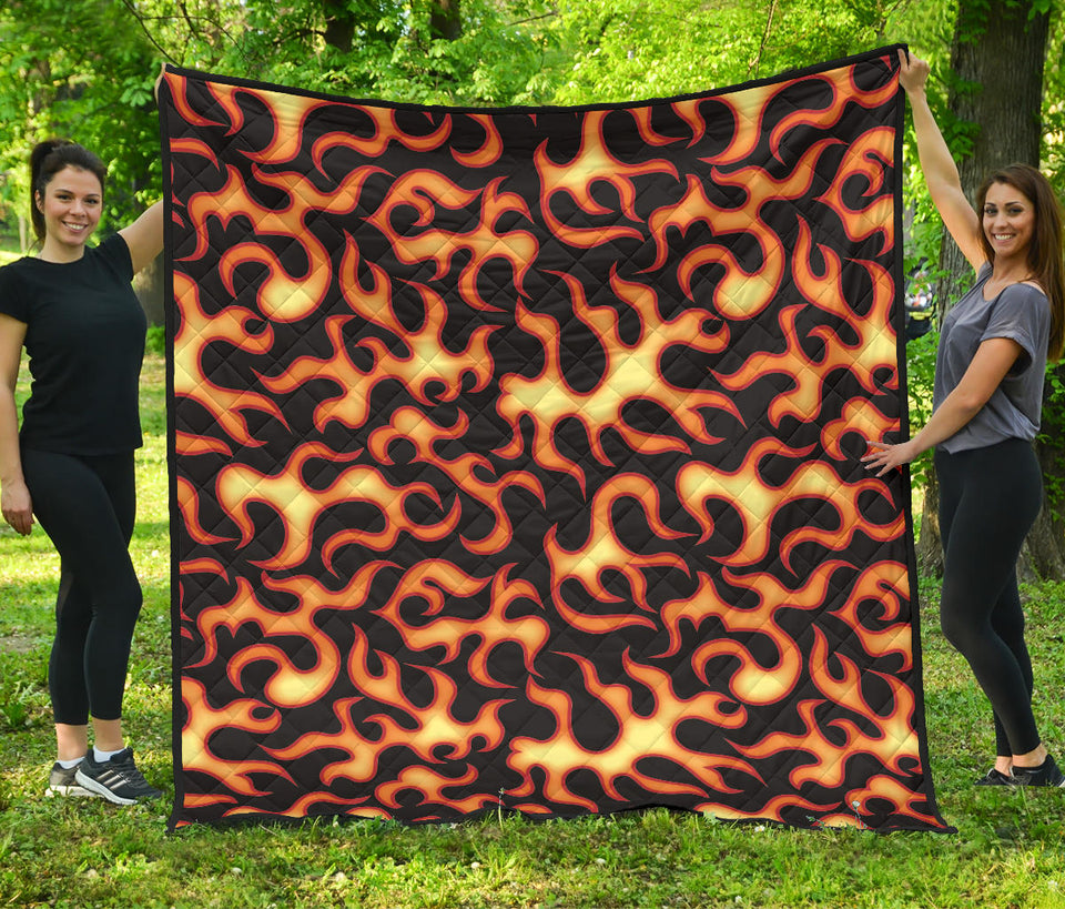 Fire Flame Dark Pattern Premium Quilt