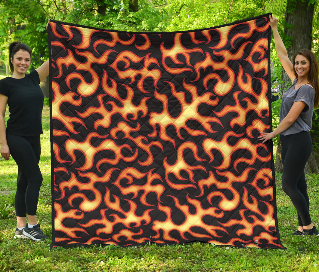 Fire Flame Dark Pattern Premium Quilt