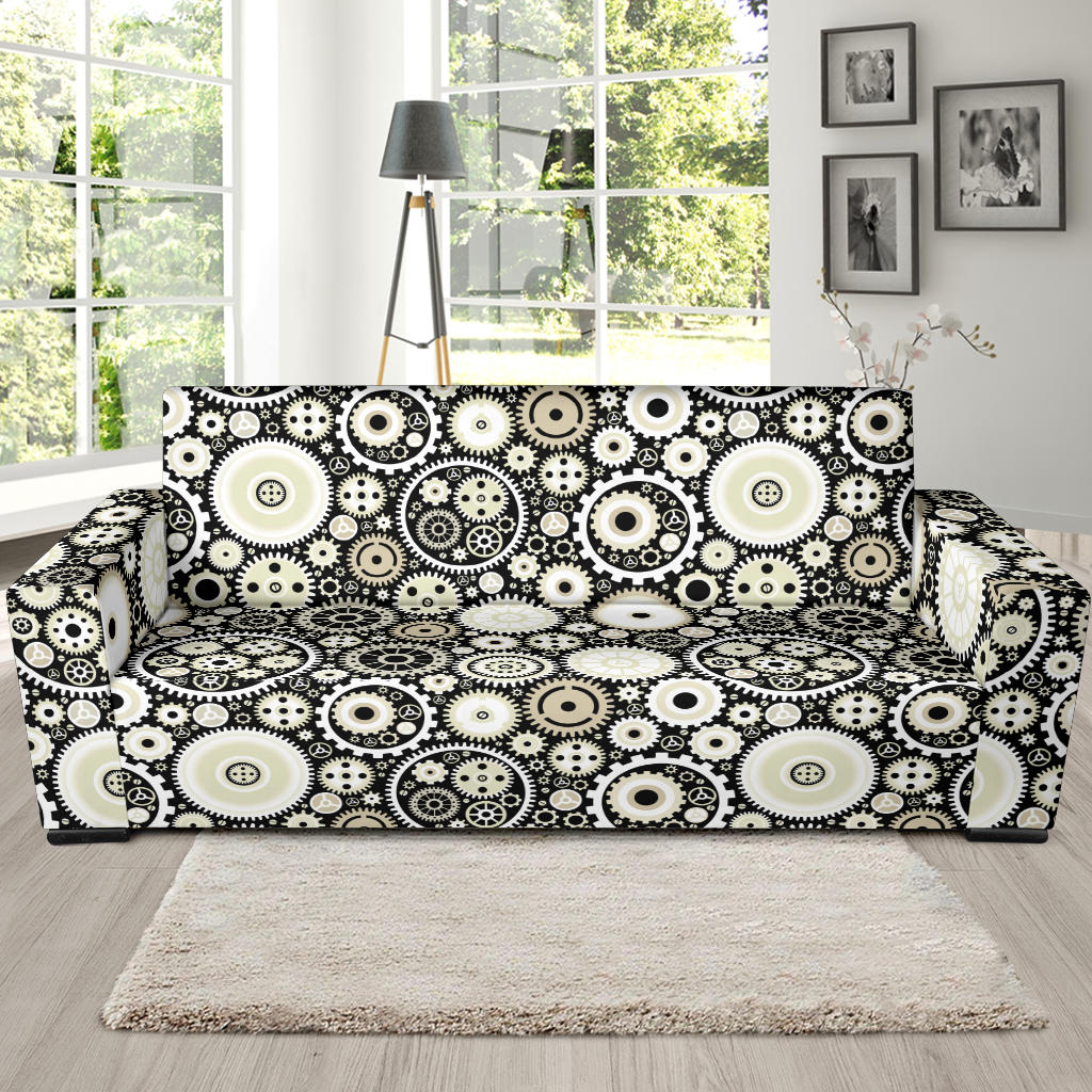 Gear Pattern Print Design 02 Sofa Slipcover
