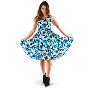 Hibiscus Pattern Print Design 04 Sleeveless Midi Dress