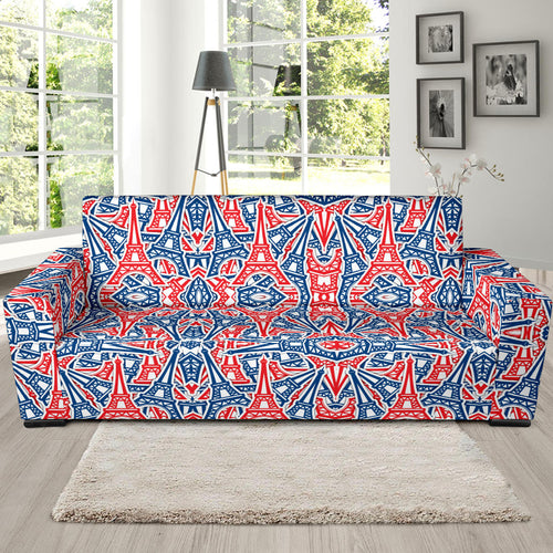 Eiffel Tower Pattern Print Design 02 Sofa Slipcover