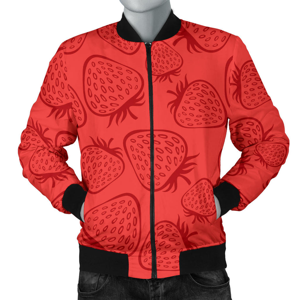 Strawberry Pattern Red Background Men'S Bomber Jacket