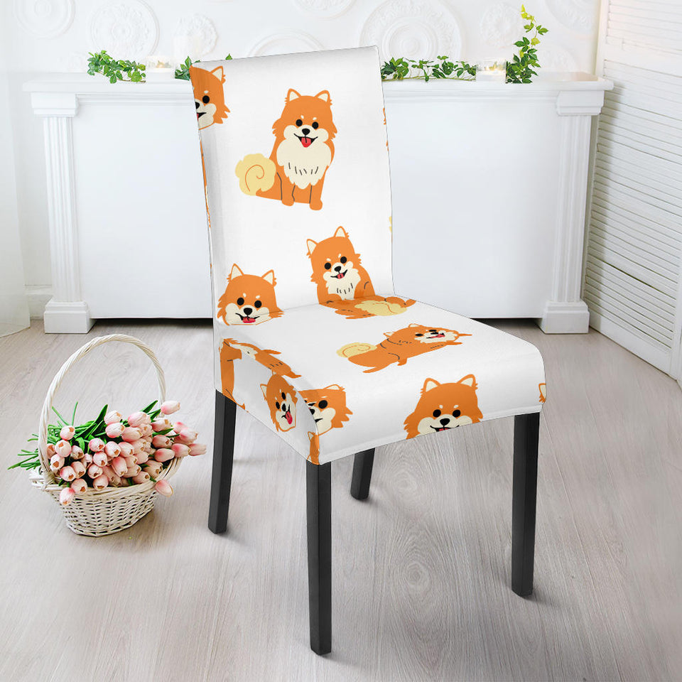 Brown Pomeranian Pattern Dining Chair Slipcover