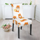 Brown Pomeranian Pattern Dining Chair Slipcover