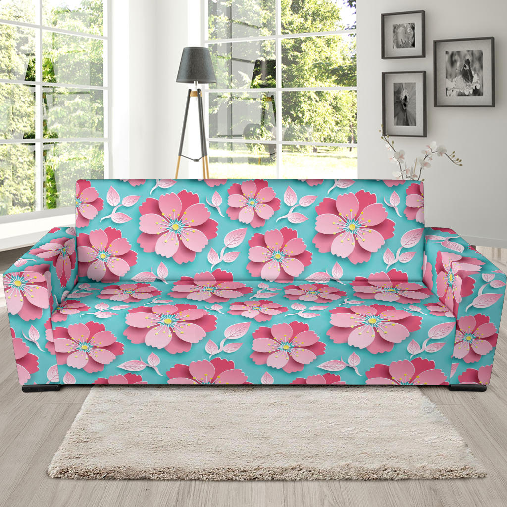 3D Sakura Cherry Blossom Pattern Sofa Slipcover
