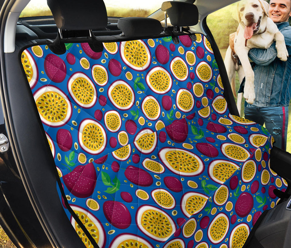 Passion Fruit Blue Background Dog Car Seat Covers