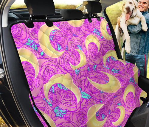Moon Pink Rose Background Dog Car Seat Covers