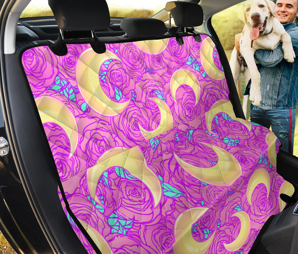 Moon Pink Rose Background Dog Car Seat Covers