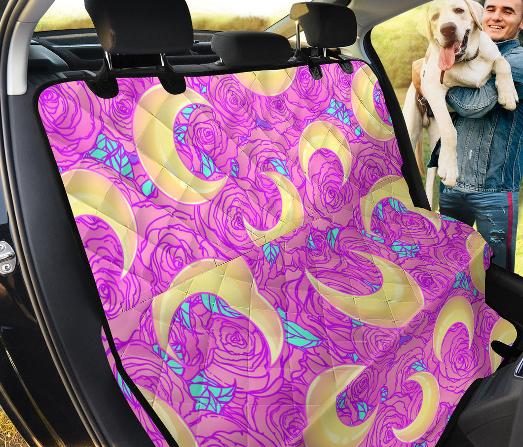 Moon Pink Rose Background Dog Car Seat Covers