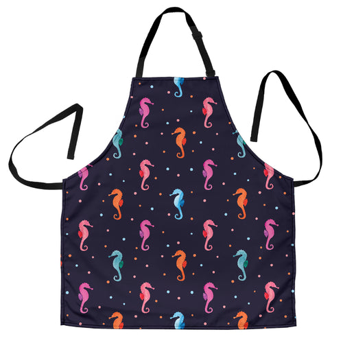Watercolor Colorful Seahorse Pattern Adjustable Apron