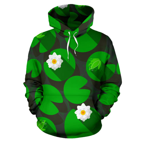 Frog Waterlily Pattern Men Women Pullover Hoodie