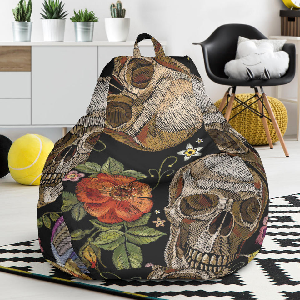 Skull Rose Humming Bird Flower Pattern Bean Bag Cover