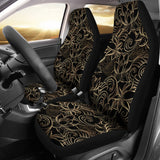Luxurious Gold Lotus Waterlily Black Background Universal Fit Car Seat Covers