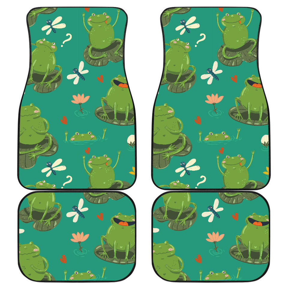 Cute Frog Dragonfly Design Pattern Front And Back Car Mats