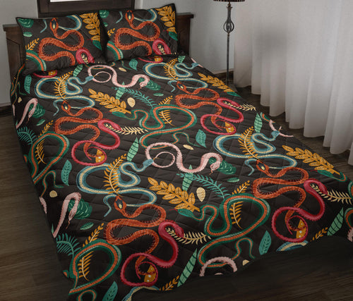 Colorful snake plant pattern Quilt Bed Set