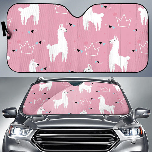 Llama Alpaca Pink Background Car Sun Shade