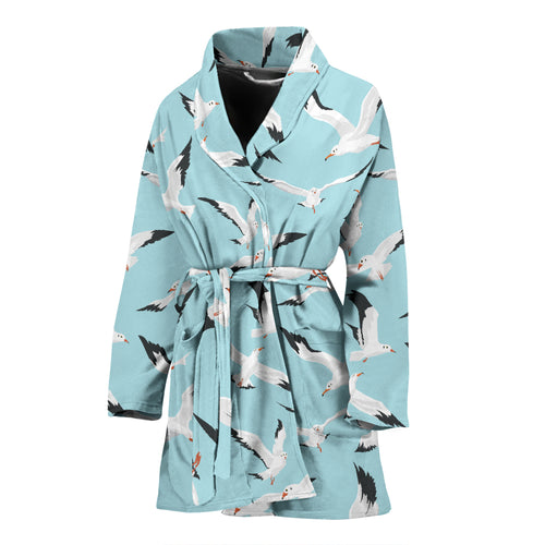 Seagull Pattern Print Design 01 Women's Bathrobe